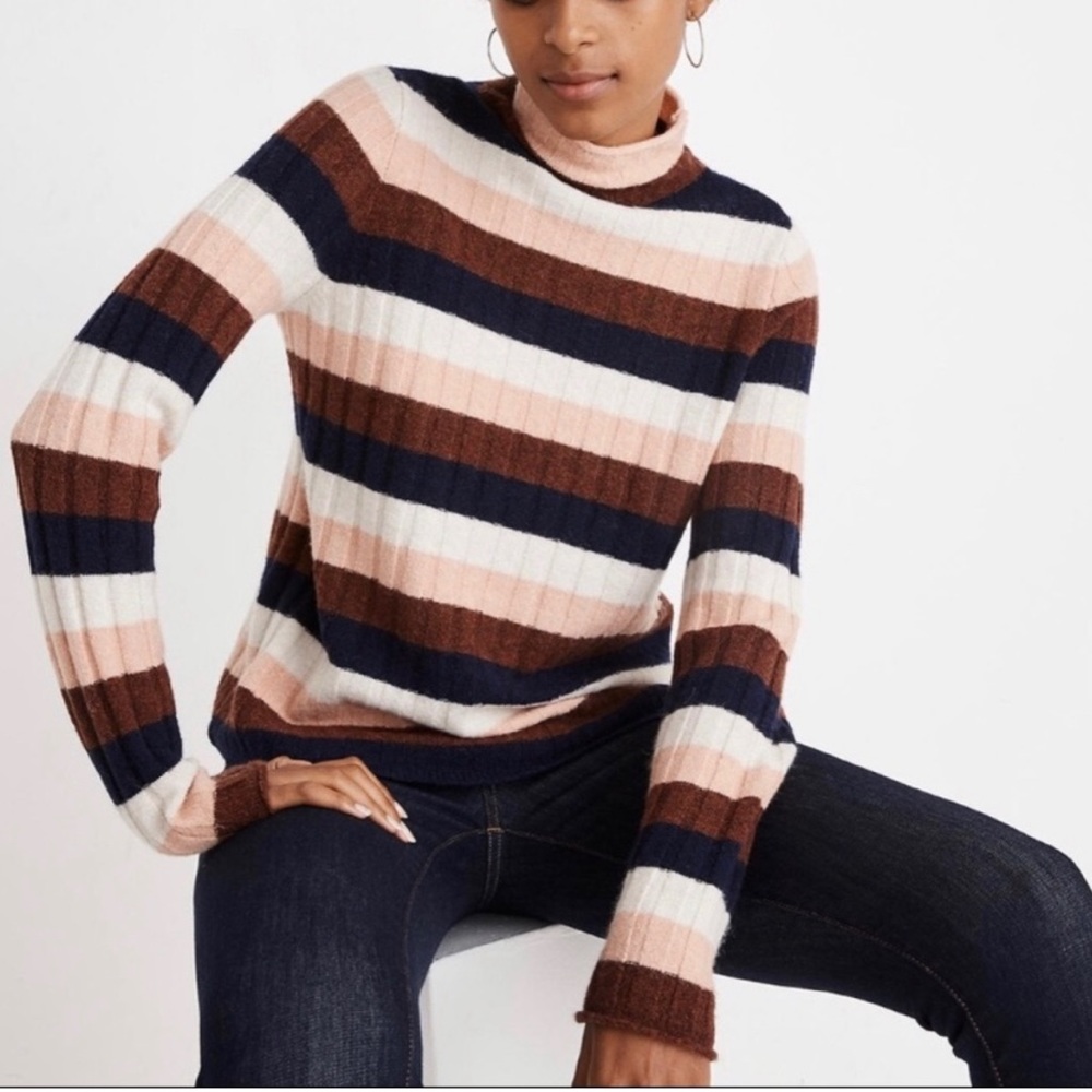 Madewell Striped Evercrest Turtleneck Sweater NWT size S